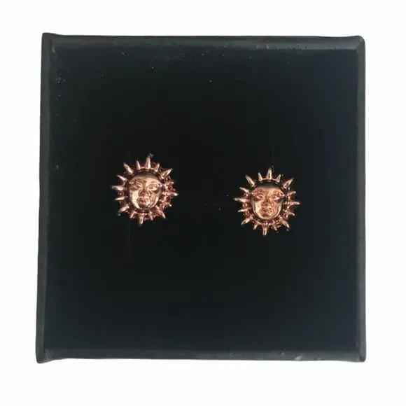 Sunny Face Stud Earrings Rose Gold in Gift Box - Picture 3 of 4